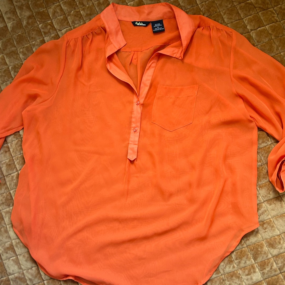 Drama gold orange 3/4 sleeves work blouse women’s 2x